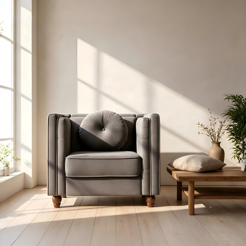 Fauteuil d'appoint classique Chesterfield, Grey