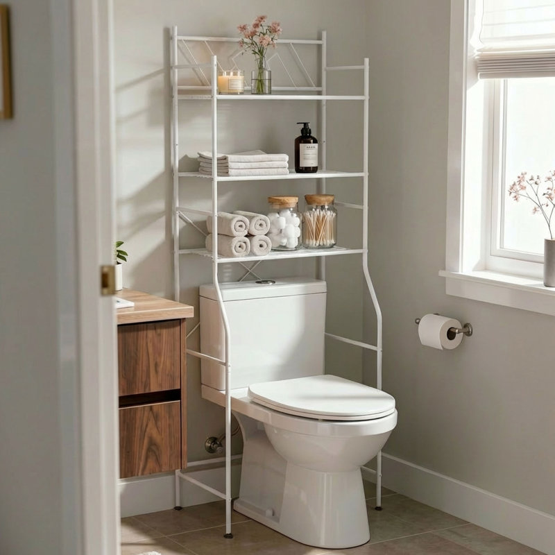 Organisateur de rangement pour salle de bain à 3 niveaux Rebrilliant, White