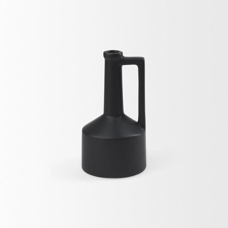Alisme Ceramic / Porcelain Table Vase, 9" H x 5" W x 5" D, Matte Black