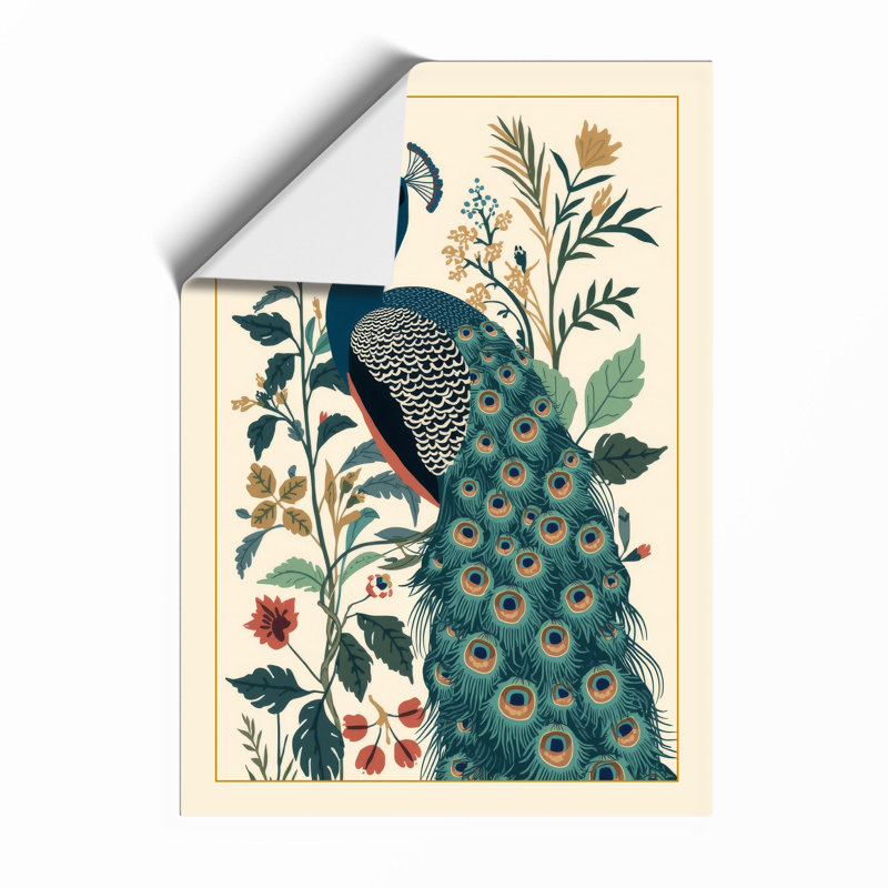 Peacock in Bloom Boho - Framed Print, A4 - 29.7 x 21.0 cm, Unframed