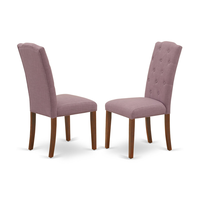 Ensemble de table de salle à manger 7 pièces composé d'une table rectangulaire en bois et de 6 chaises de salle à manger Parson en lin Dahlia, acajou