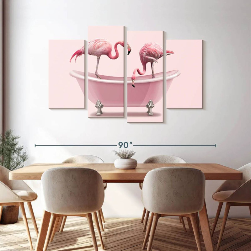 Baignoire flamants roses 4 pièces, H 48 po x l 75 po x P 1,25 po