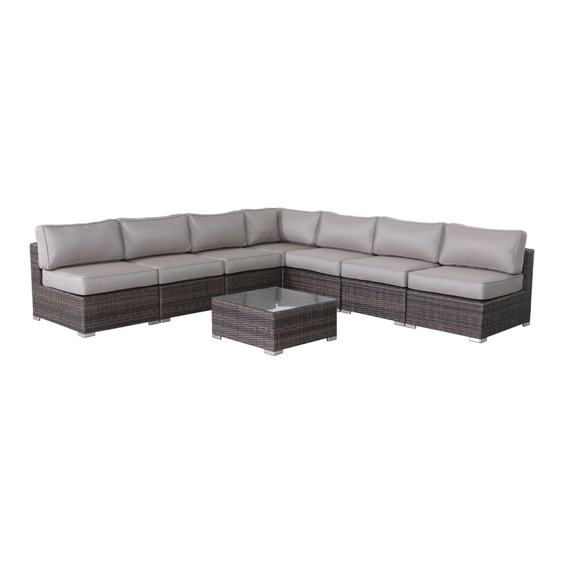 Wicker Fully Assembled 6 - Person Seating Group with Sunbrella Cushions