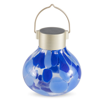 Solar Tea Lantern 5" Handblown Glass - Periwinkle