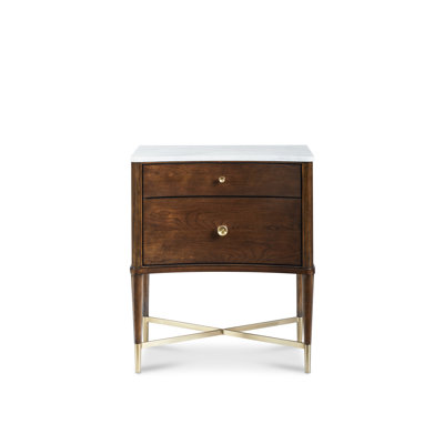 Novella 2 - Drawer Solid Wood Nightstand in Brown/White