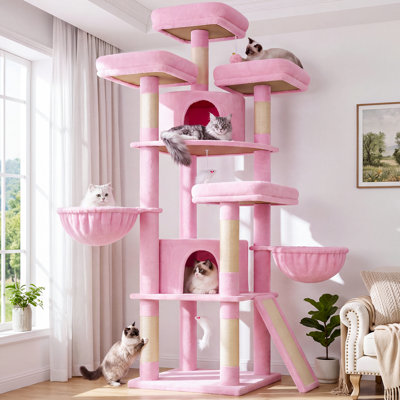 Tour pour chat à plusieurs niveaux CT81F pour chats d'intérieur, arbre à chat XXL avec poteau à griffer, hamac, perchoirs, condos et paniers suspendus pour plusieurs chats adultes