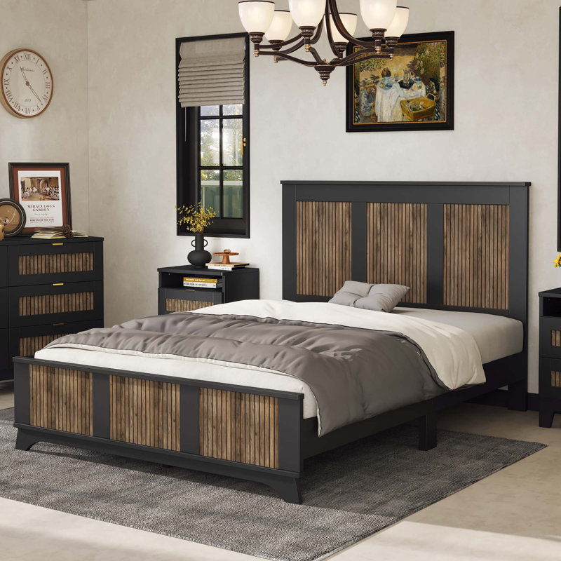 Lit plateforme Farmhouse, Noir, Grand