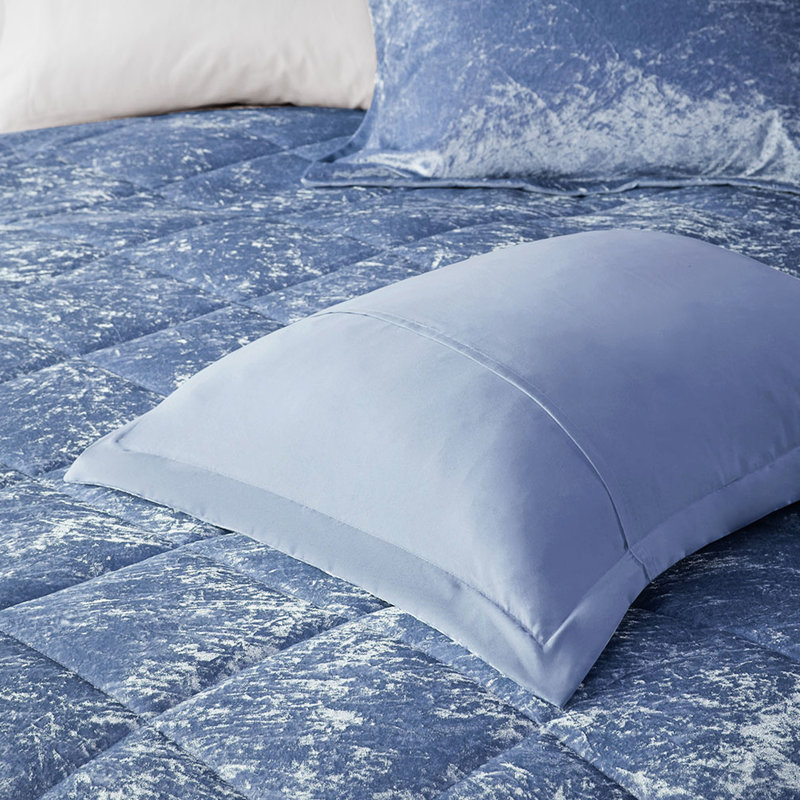 Édredon en velours pervenche - Literie de luxe avec bourre et coussin décoratif