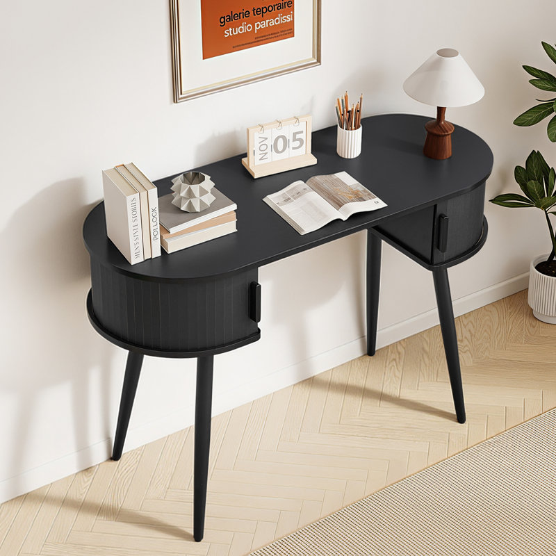 Writing Desk With Storage, Black