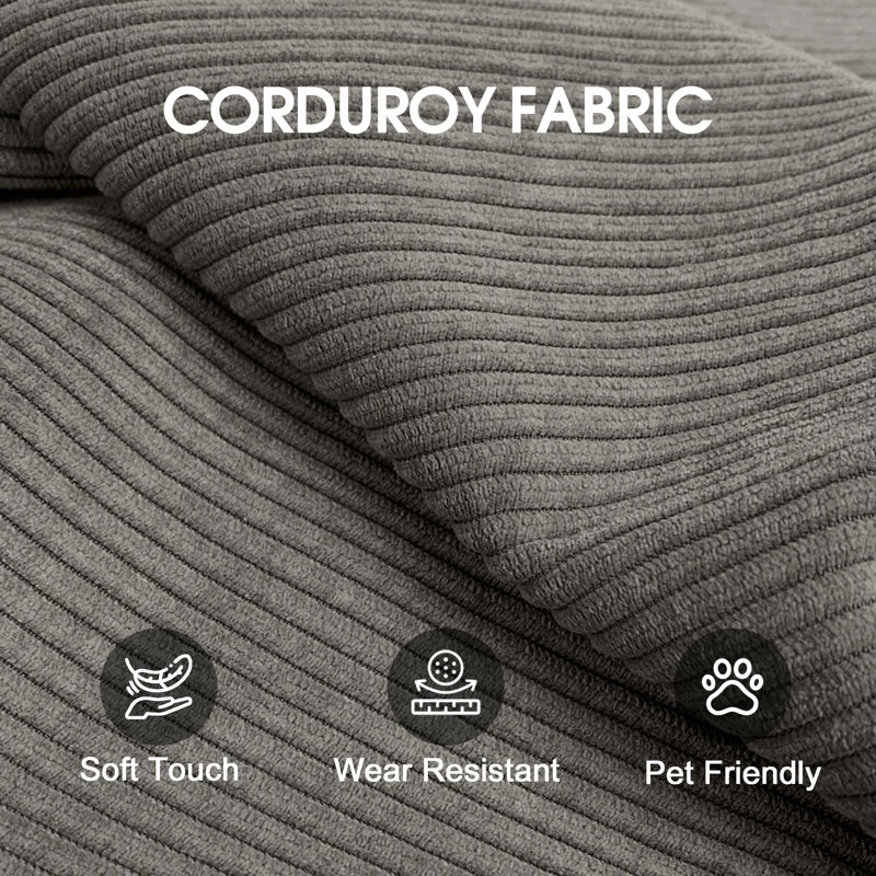 Boneless 78.8" Convertible Floor Sofa Bed, Corduroy Folding Mattress Sofa Couch For Small Spaces ,No Assembly, Gray