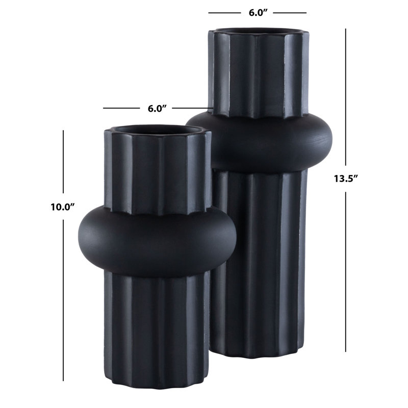 Keita Handmade Ceramic Table Vase, Antique Black