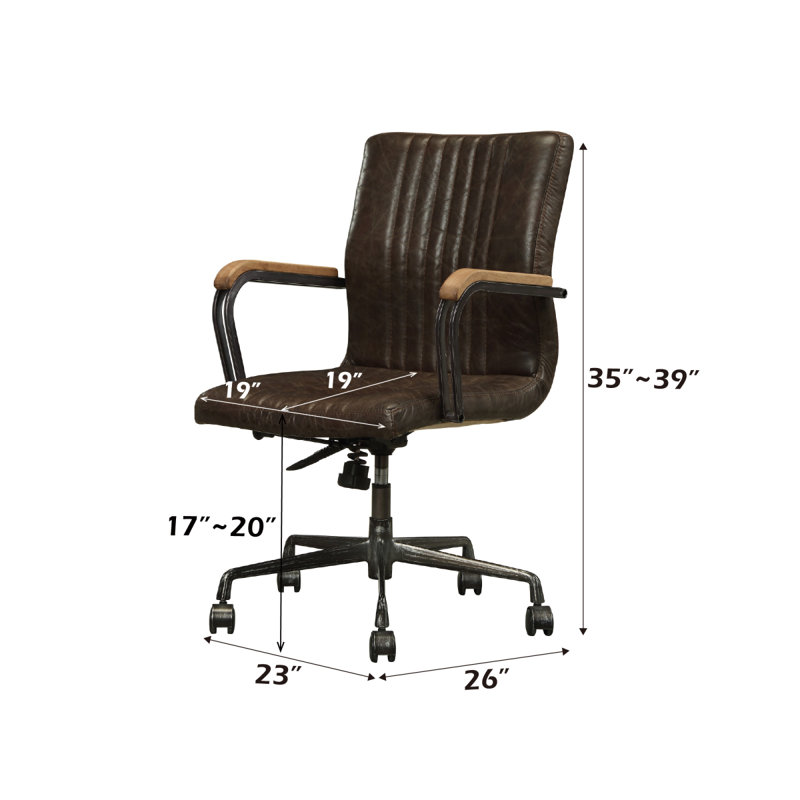 Chaise de bureau en cuir fleur Joslin