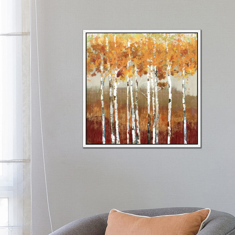 Golden Landscape by Allison Pearce - Painting on Canvas, White Framed Canvas, 66.04 cm H x 66.04 cm W