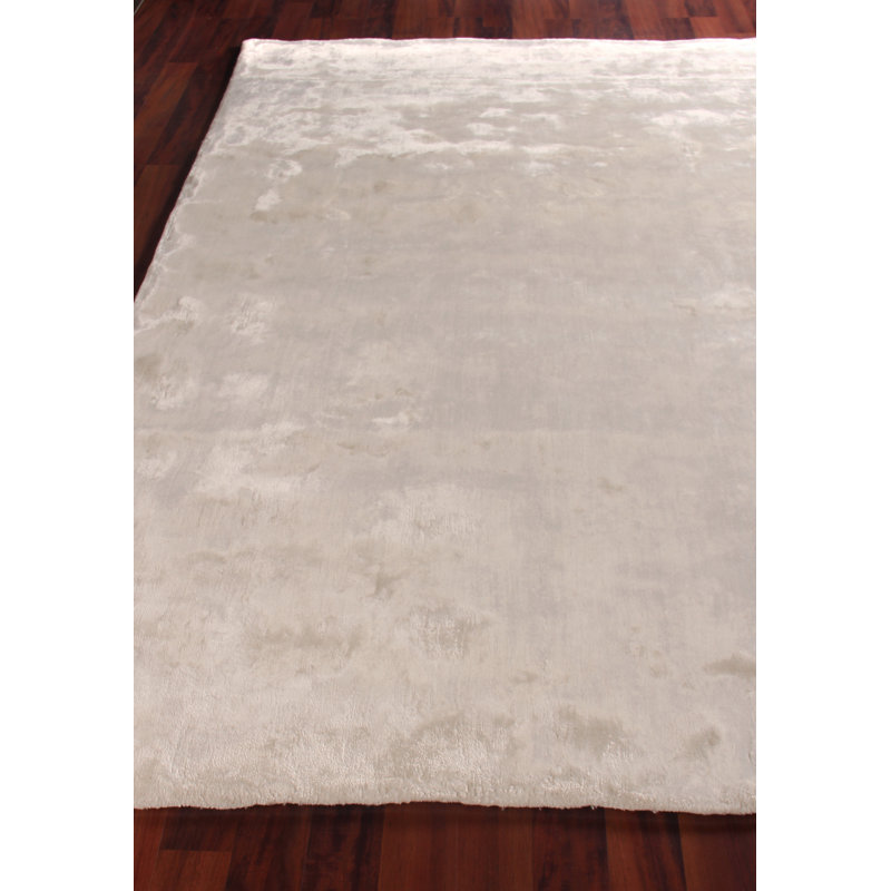 Exquisite Rugs Lush Handmade Handloomed Rayon from Bamboo Silk/New Zealand Wool Ivory Area Rug