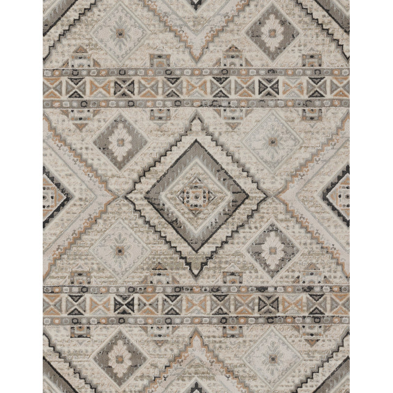Tapis ivoire à motif géométrique 8 pi 11 po x 12 pi 6 po Foundry Select Genevieve, 3 pi 10 po x 5 pi 7 po