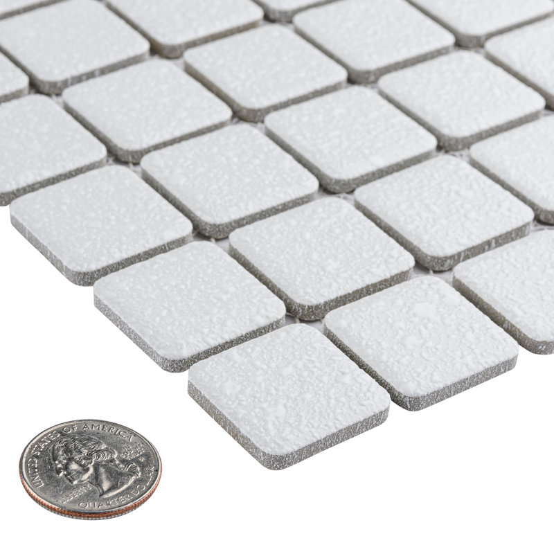 Crystalline Square 1.1" x 1.1" Porcelain Grid Mosaic Wall & Floor Tile, White
