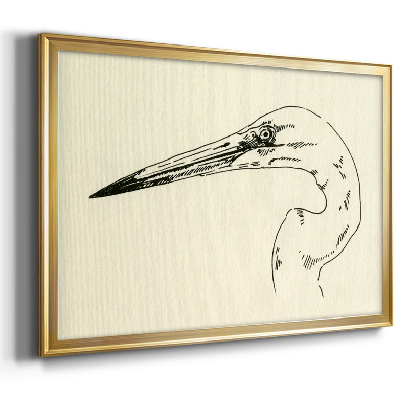 Heron Head II, reproduction d'art sur toile, H 14 po x l 20 po x P 1,5 po, Or