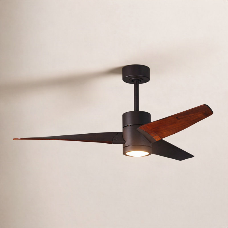 Ceiling Fan with LED Lights, Textured Bronze, Walnut Tone, 52"