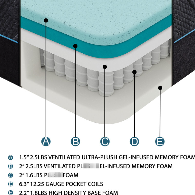 14 po, mousse viscoélastique imprégnée de gel, matelas, très grand, mi-ferme, installation facile, ressorts ensachés, mouvement très grand isolant en mousse de 14 po,