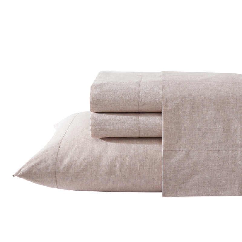 Easy Eco Cotton Blend Pillowcase Case Pack, Twin Case Pack + 1 Fitted Sheet + 1 Pillowcase, Light Brown