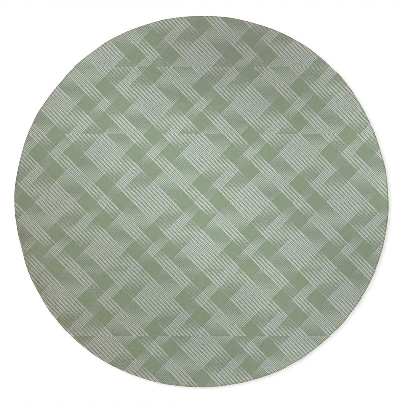 Lily Tartan Non-Slip Outdoor Rug, Round 5'