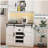 Farmhouse Bar Cabinet with Sliding Barn Door, Large Kitchen BuffetRustic Coffee Bar Sideboard Table,White