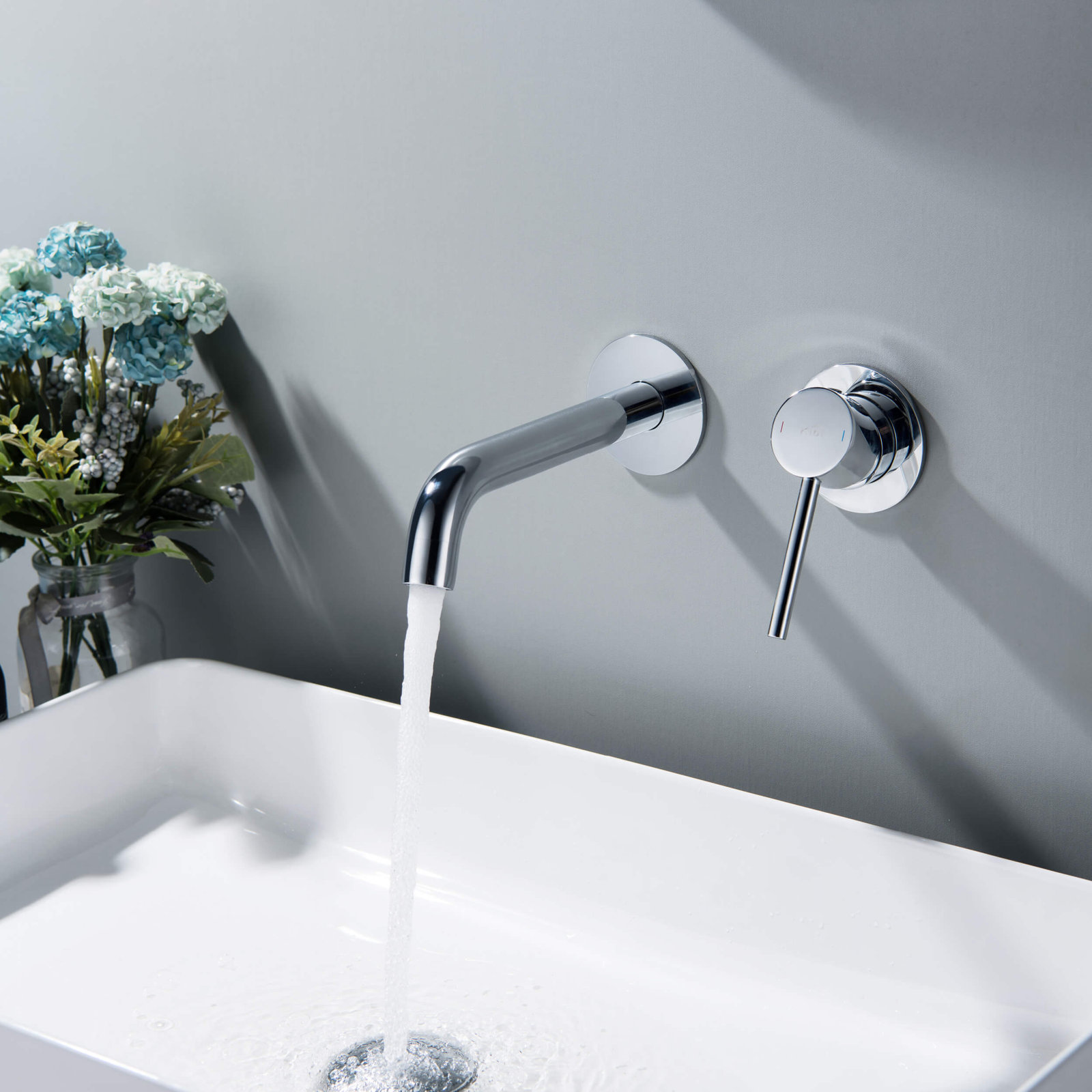 Circular Wall-Mounted Bathroom Faucet, Chrome