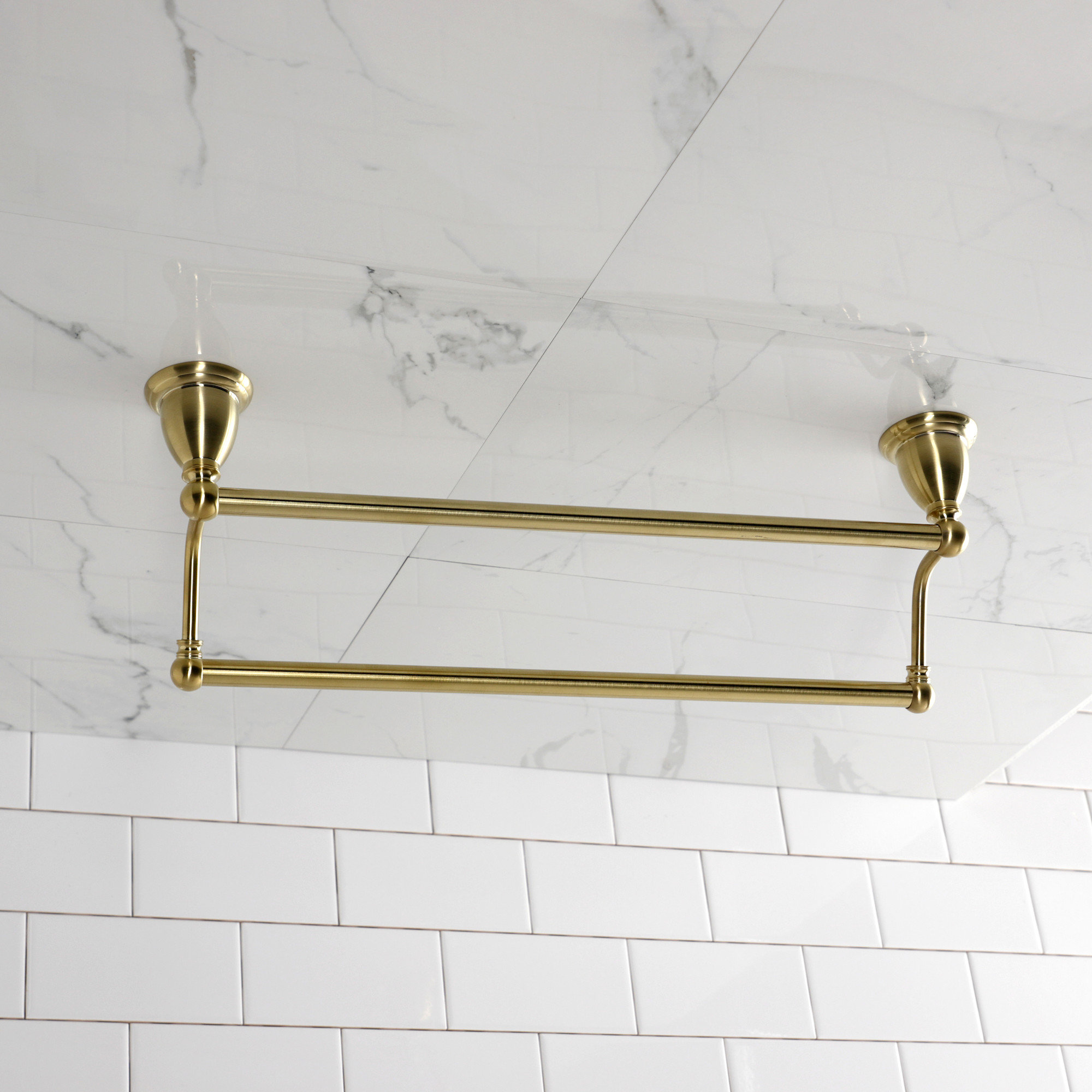 Kingston Brass Heritage 18-Inch Dual Towel Bar, Brushed Brass