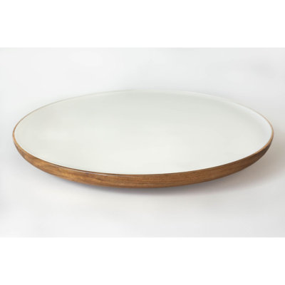  Plateau tournant en bois d'acacia Wood + White, 16 po