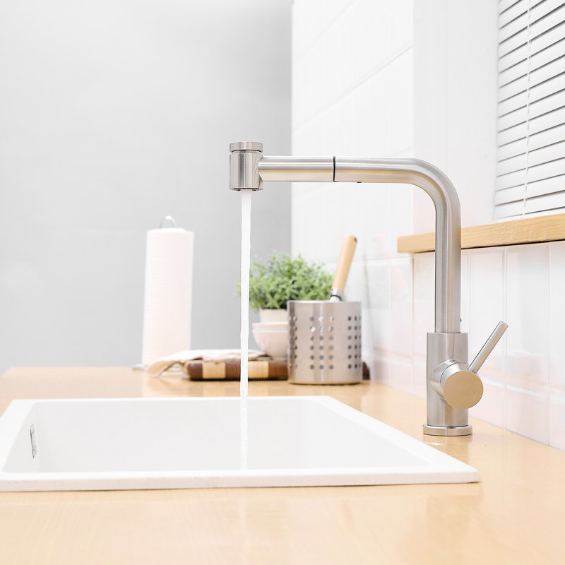 Black Mini Bar Prep Faucet With Pull-Out , Stainless Steel, Ceramic Filler, Contemporary Style Modern Pull Out Brushed Nickel, Filling