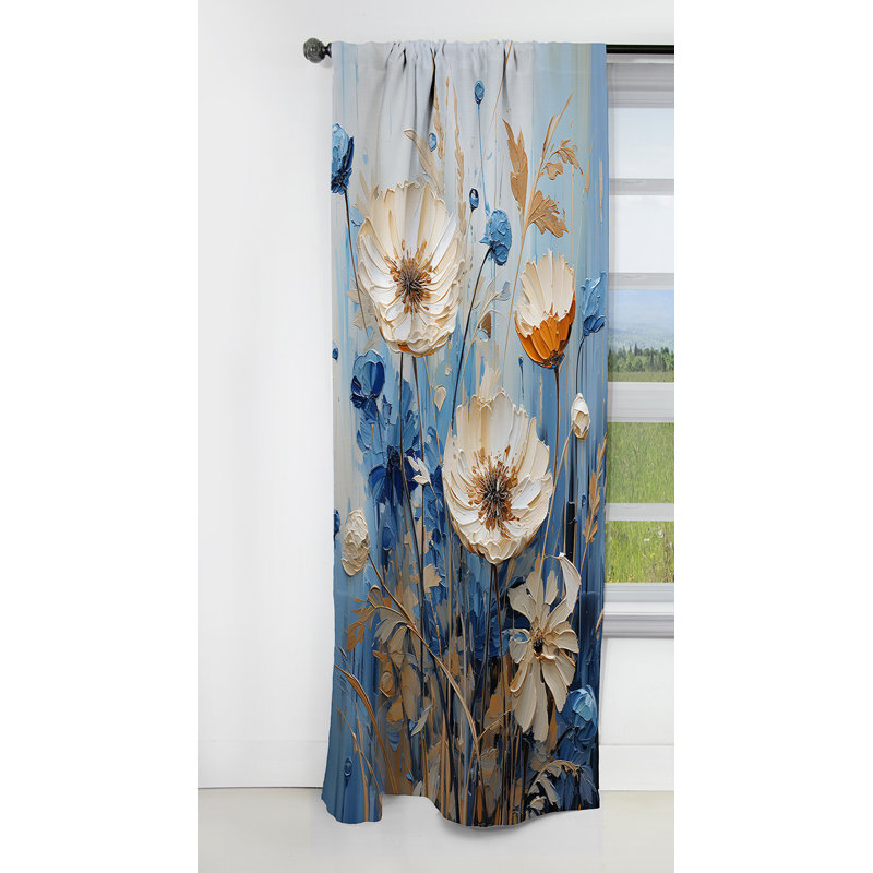 Madelynn - Rideau cornflowers - Rideau occultant à motif floral - 1 panneau, L 52 po x L 63 po