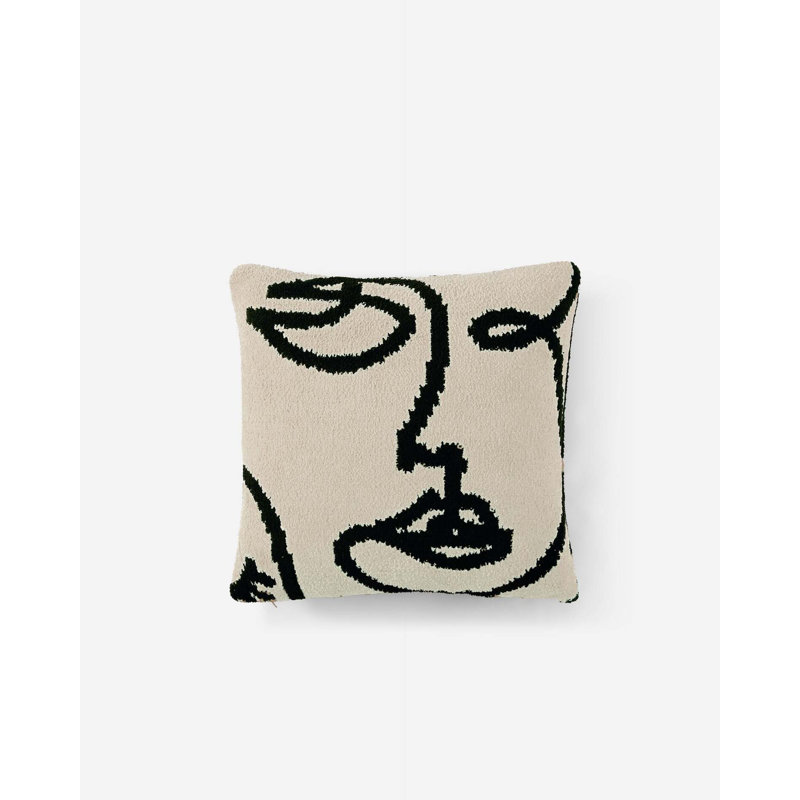 Faces Throw Pillow, Black/Sahara Tan