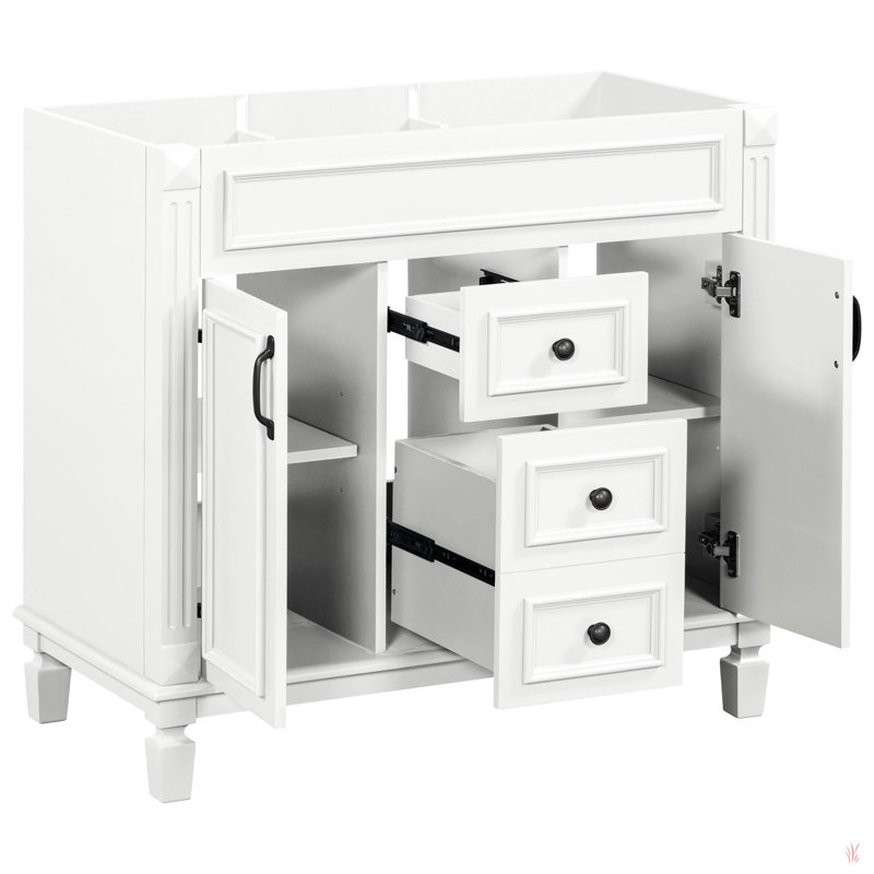 Meuble-lavabo 36 po sans lavabo supérieur, armoire seulement, armoire de rangement moderne avec 2 portes à fermeture douce et 2 tiroirs