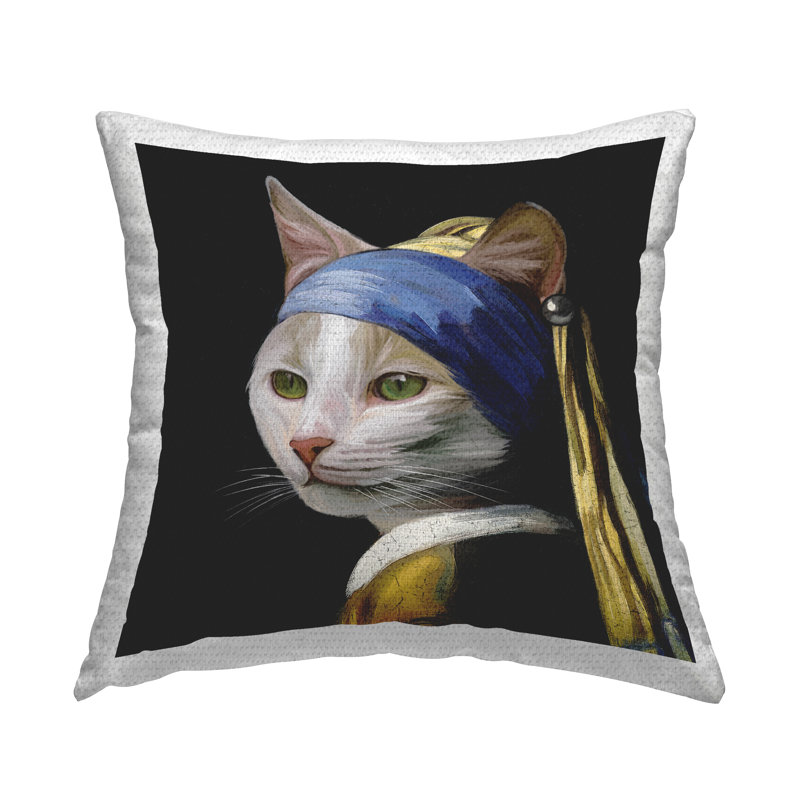 Stupell Industries Funny Cat Classic Portrait Printed Outdoor Throw Pillow Design By Furry Portraits