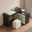 Meuble-lavabo extensible 47 po avec miroir et organisateur de bijoux 47 po avec trois tiroirs et tabouret assorti