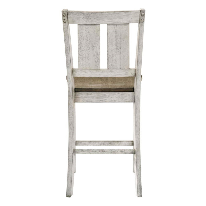 Ensemble de 2 chaises de salle à manger à hauteur de comptoir en bois massif de style campagne antique avec finition en bois massif et chaises de salle à manger
