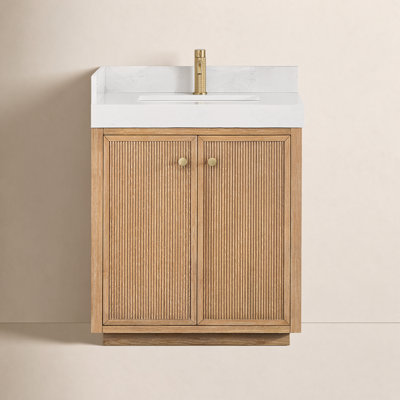 Thea 30" Single Sink Bath Vanity with White Grain Composite Stone Top