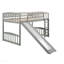 Lit simple, taille mezzanine avec glissoire et échelle, gris