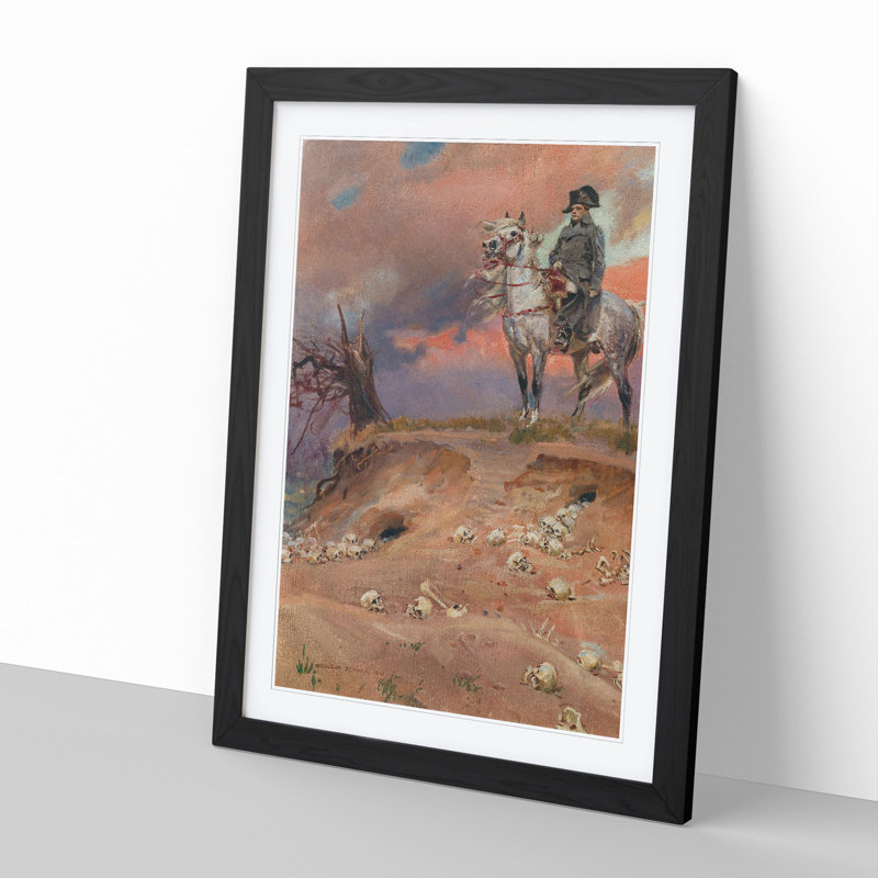 Napoleon by Wojciech Kossak - Picture Frame Painting, Black Framed, 65cm H x 48cm W x 2cm D
