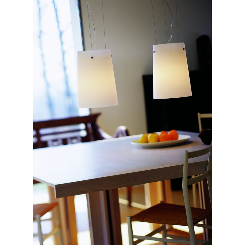 Sera 1 - Light Chrome Single Pendant, Opal White, 200cm H x 27.5cm W x 27.5cm D