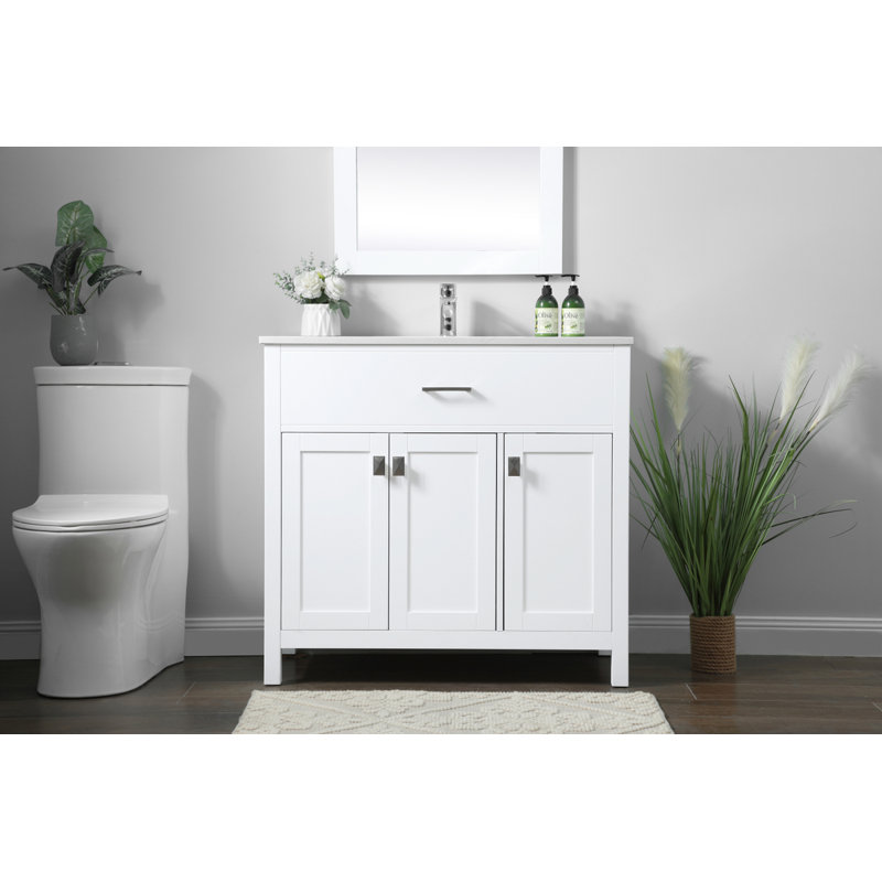 Harrison 36'' Single Bathroom Vanity with Engineered Marble Top, White
