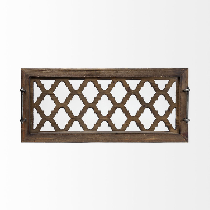 Plateau rectangulaire en bois et verre Fejzo