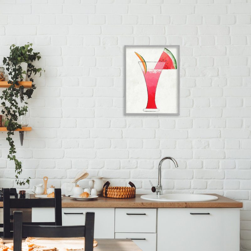 Giclée de pastèque d'été en forme de cocktail, design par Lorenzo Collective, H 14 po x l 11 po, Estampe numérique Farmhouse