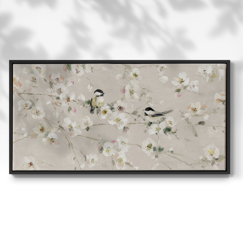 Sweet Song of Spring - Toile tendue avec châssis encadré - Prêt à être accroché, H 21 po x l 41 po, Noir