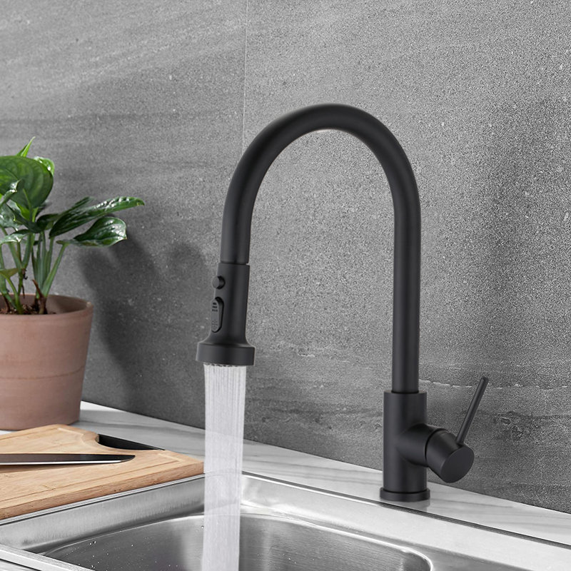 BATHLET Sevag Pull Down Kitchen Faucet, Matte Black