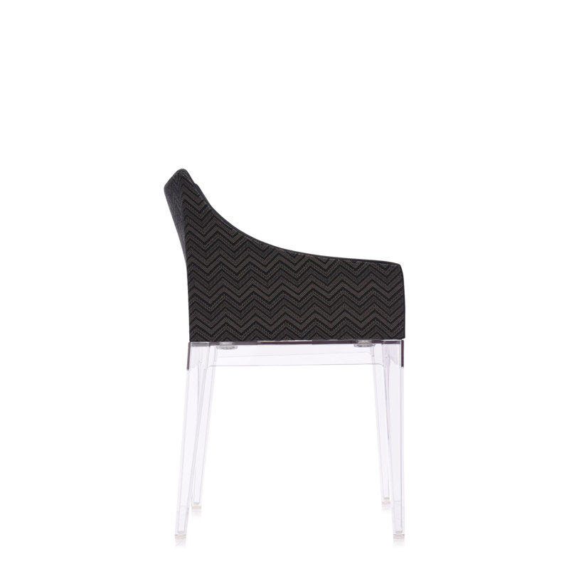 Madame Upholstered Arm Chair, Gray, Transparent