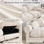 Ensemble de canapé modulaire en chenille 3 places avec coussins et 1 repose-pieds blanc ivoire-244478166-244478184