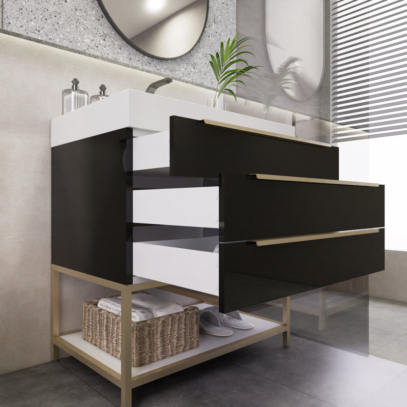 Ensemble de meuble-lavabo simple 29,8 po Uinta, Noir très lustré