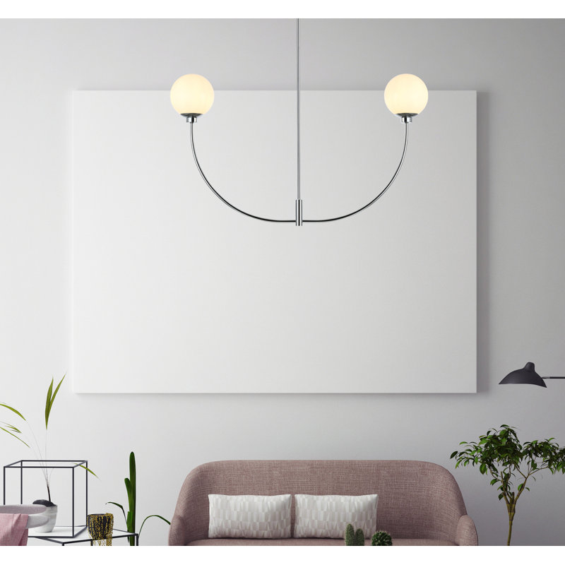 Lustre en chrome de 42 pouces Living District Nyomi, Chrome, H 24 po x l 42 po x P 7 po