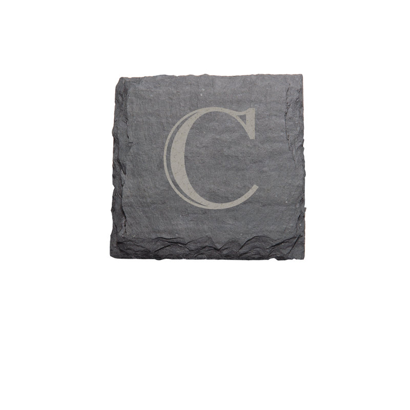 Slate Square 4 Piece Coaster Set, Yes